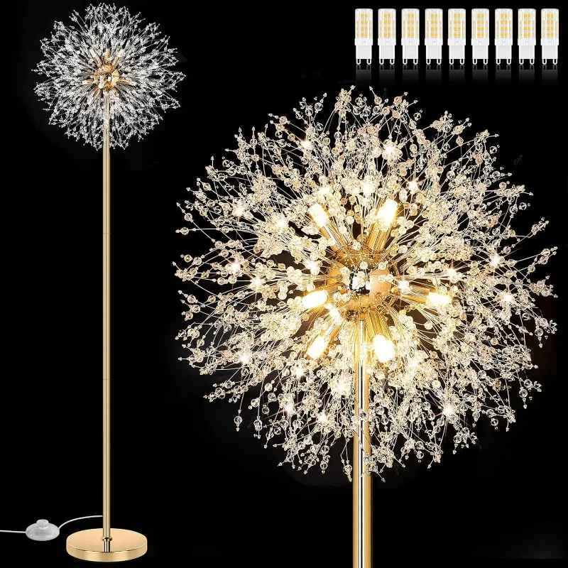 Imagem -03 - Lâmpada de Assoalho de Cristal para Sala de Estar Luz Alta para Quarto e Escritório Lâmpada Moderna 69in 738 Pcs k9