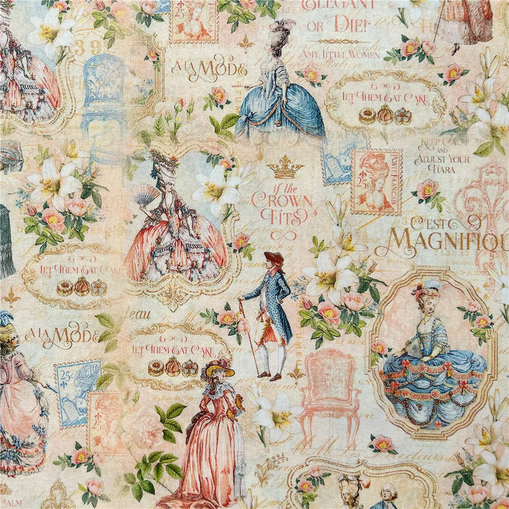 45x145 cm Vintage Aristocratico signora 100% Tessuto di Cotone Vintage Materiale Floreale Patchwork Cucito Trapunta Ricamo Panno FAI DA TE