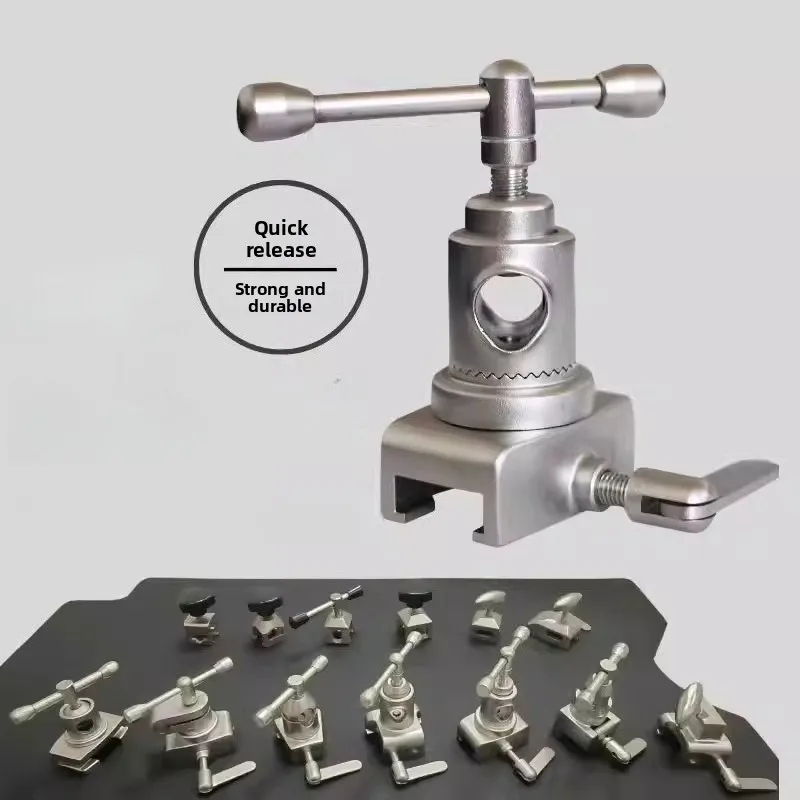 

Новый универсальный фиксатор-зажим и ползунок для крепления к боковым перилам хирургического стола, совместимый с большинством хирургических столов