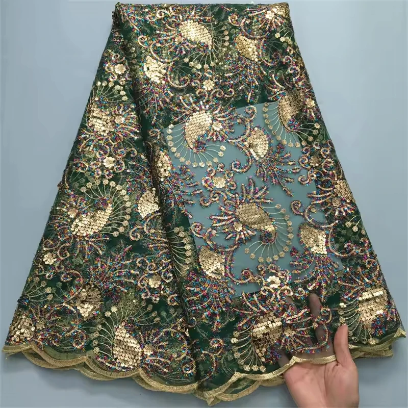 

Latest High Quality African Mesh Lace Fabric Tulle Embroidery Nigerian French Dress Lace Materials For Daily Sewing S4174