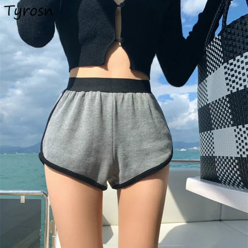 

Шорты женские летние простой лоскутный дизайн спортивный отдых повседневные с высокой талией универсальные студенческие нежные уютные женские шорты в корейском стиле