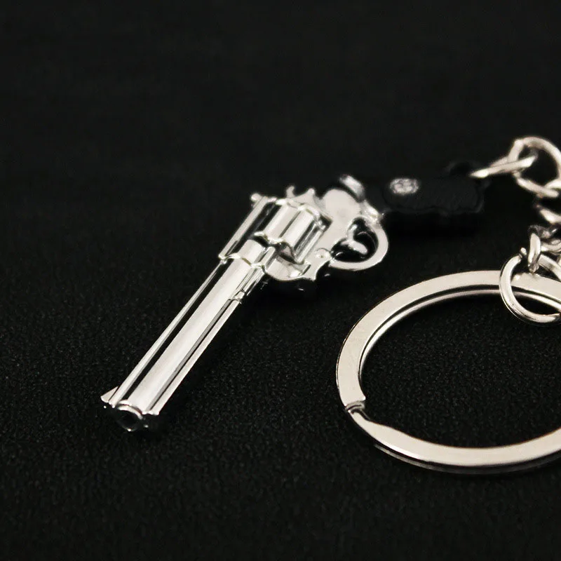 5cm Mini Gun Model Keychain Python 357 Model Jewelry Weapon Metal Pendant Key Chain Bag Car Key Holders Gift For Kids Men