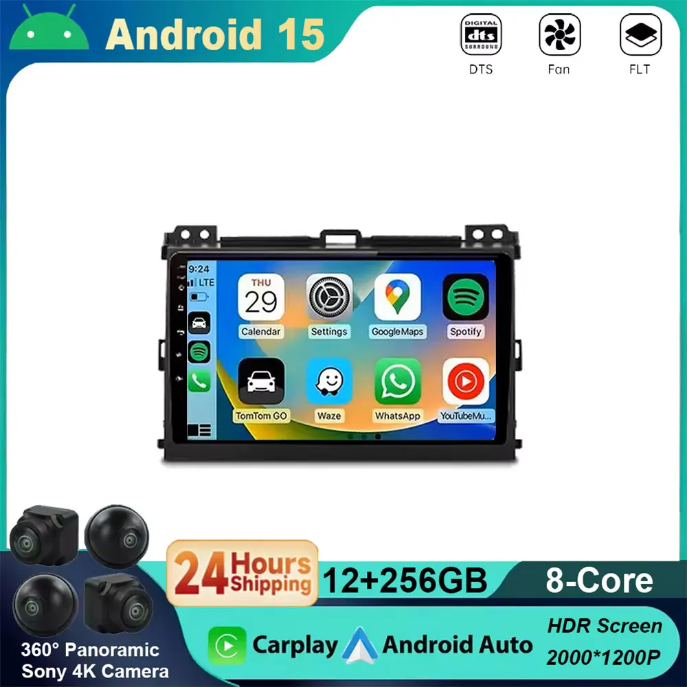 

Android 15 для Toyota LAND CRUISER Prado 120 2003-2009 2K QLED автомобильный радиоприемник мультимедийный видеоплеер голосовой CarPlay голосовой блок стерео