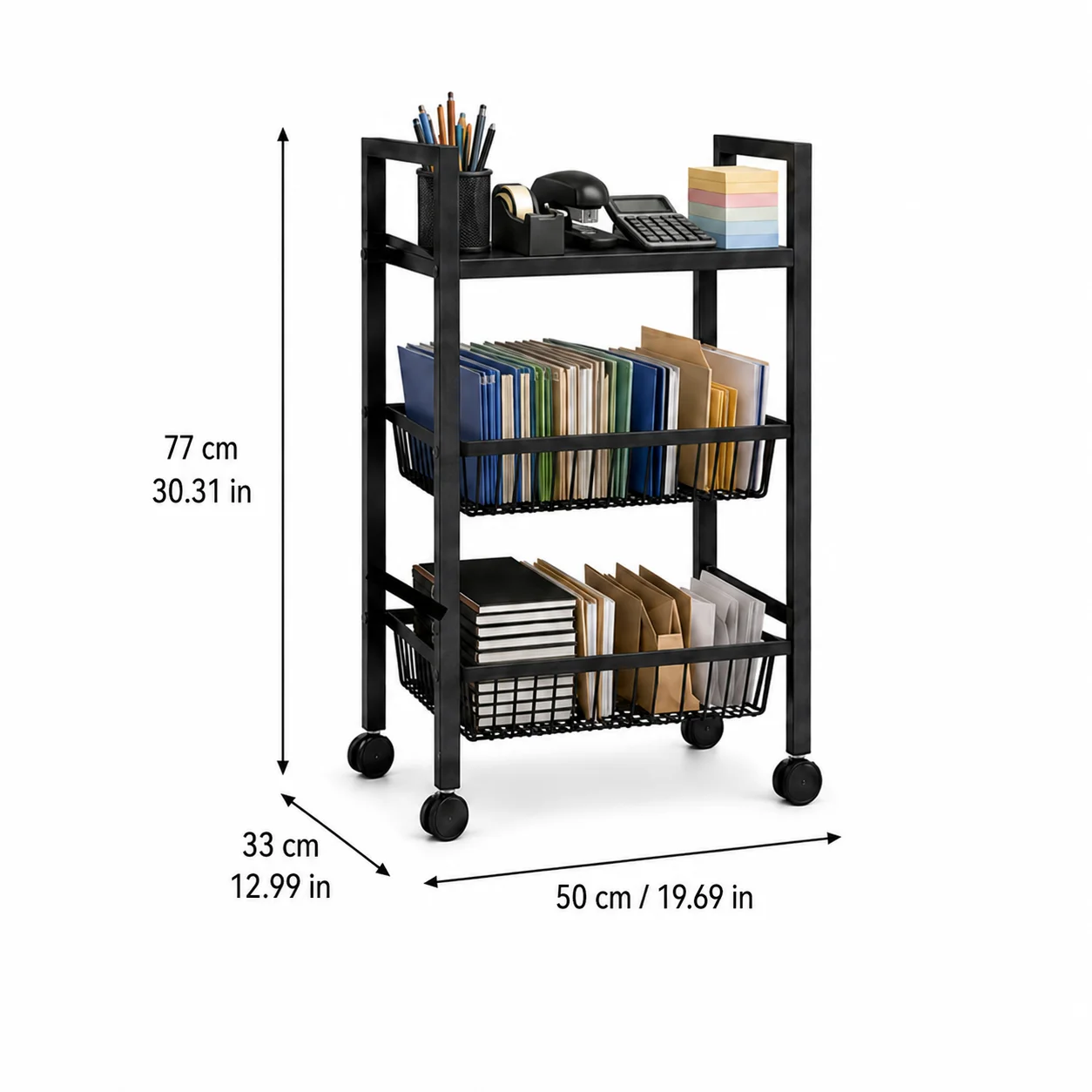 Adjustable 2/3/4-tier Storage Shelves-a Great Helper For Home Organization; Metal Shelves With Casters, Suitable For Garages, Kitchens, Pantries, Bathrooms, And Bedrooms. The 3- And 4-tier Models Come With A Free Small Storage Basket.