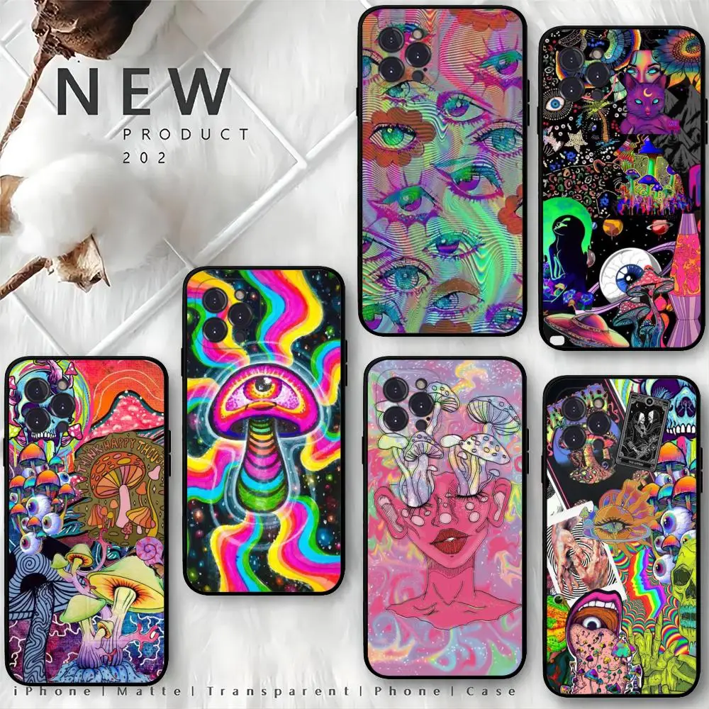 Psychedelic Trippy Mushrooms Eye Phone Case For IPhone 15 14 13 12 Mini 11 Pro XS Max X XR SE 6 7 8 Plus Soft Silicone Cover