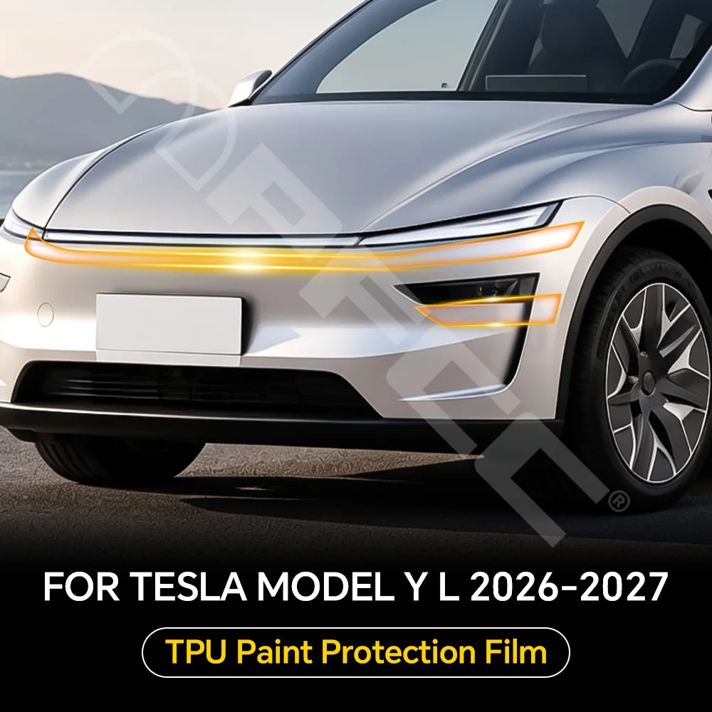 Car Headlight Rearview Film For Tesla Model Y L 2026 2027 A B Pillars Door Handle Taillight TPU Protection Film Precut Clear PPF
