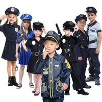 Fantasia Child Kids Cops Policeman Police Officer Costumes For Boys Girls Halloween Purim Carnival Party Role Play Set