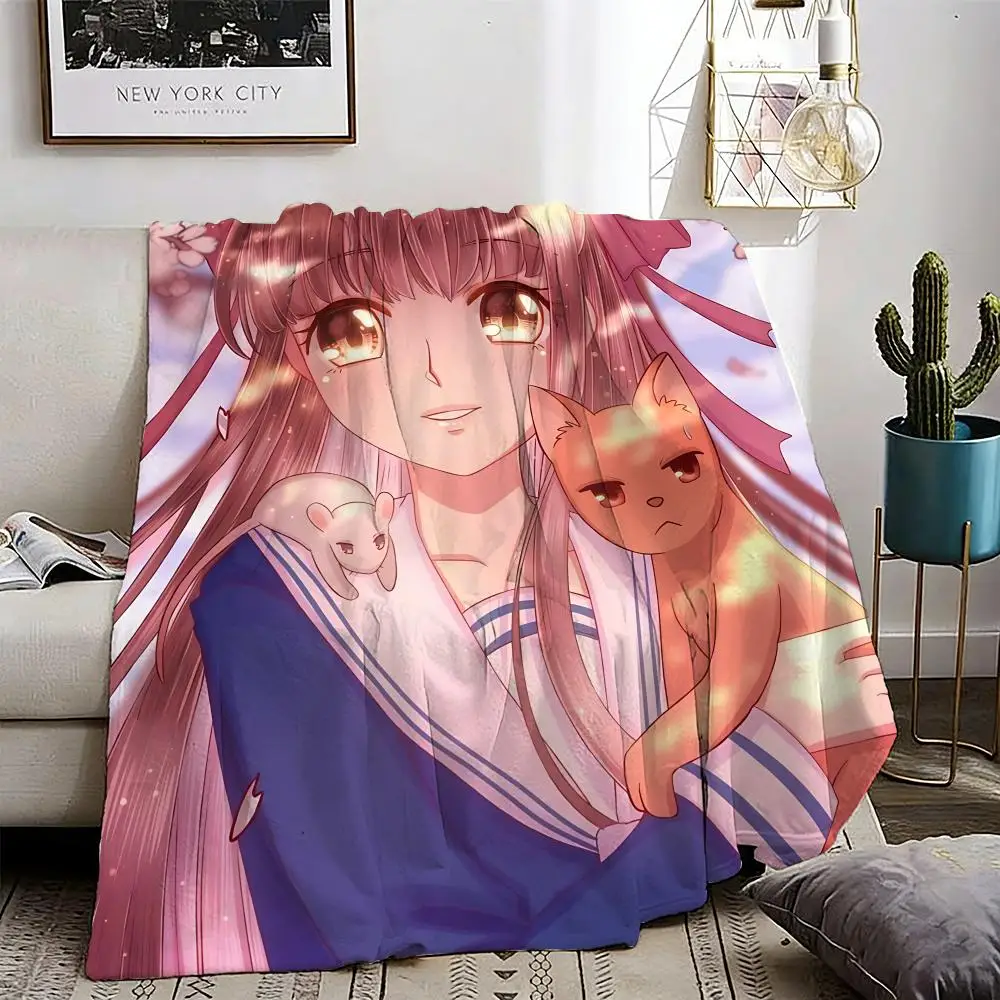 

Anime Fruits Basket Throw Lightweight 240g Flannel Blanket Soft Skin-friendly for Summer Cooling