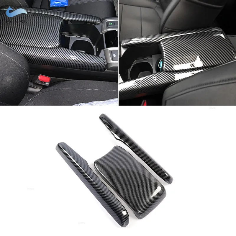 

For Honda Civic 10th 2016 2017 2018 2019 2020 Carbon Fiber Texture ABS Car Styling Center Console Armrest Box Cover Trim