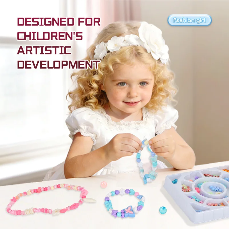 Children's DIY Beading Kit Girls Bracelet Necklace Making Material Gift Box Educational Pretend Play Jewelry Making Kit