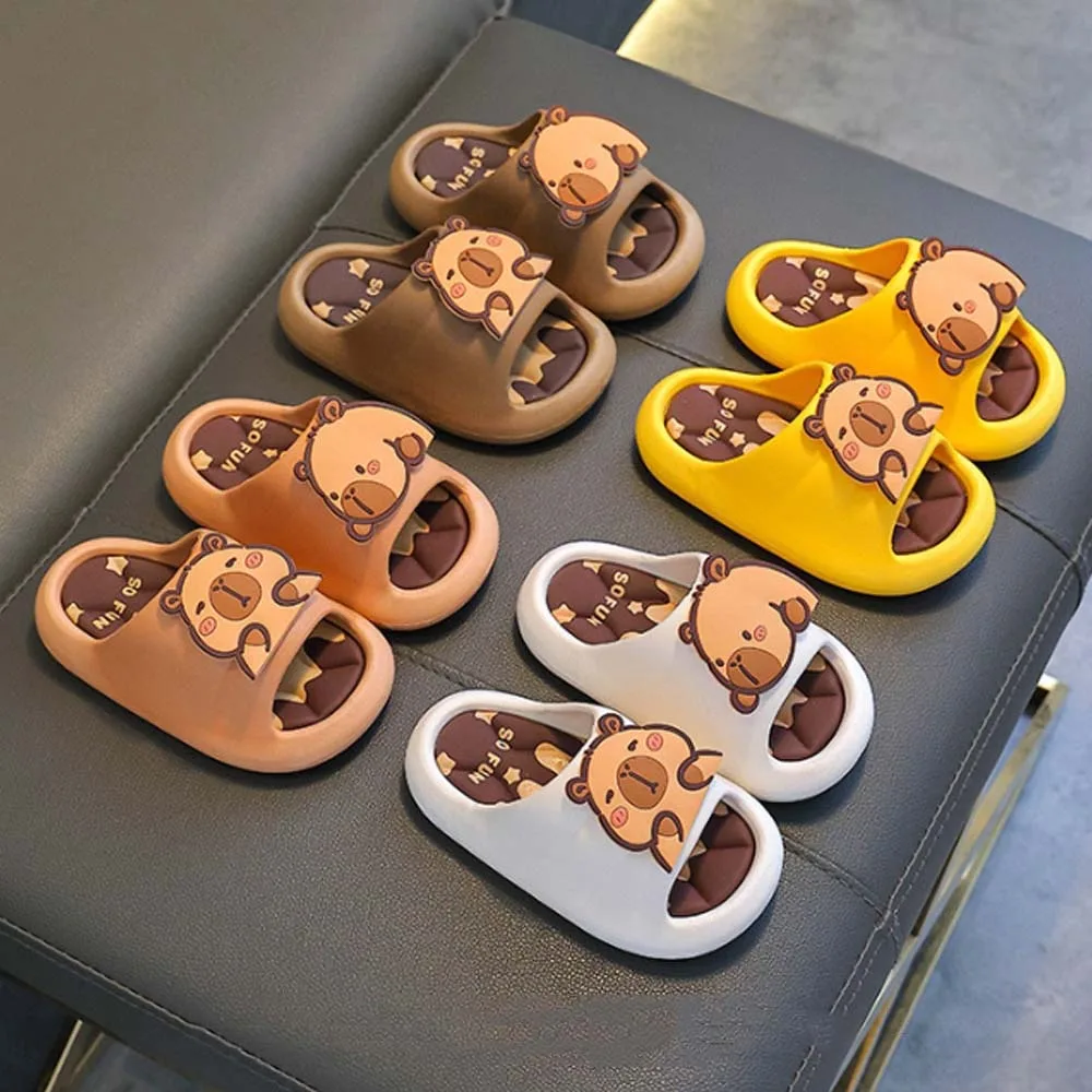 بولي كلوريد الفينيل لطيف كابيبارا النعال المضادة للانزلاق سميكة الكرتون الحيوان النعال مرونة لينة صنادل حمام الأطفال