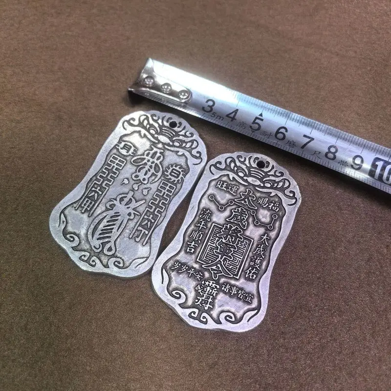Crafts Token: Silver Alloy Tai Sui General Order Plaque Decorative Ornament