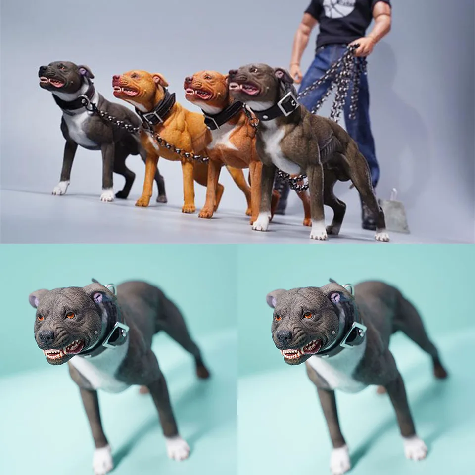 Jxk129 1/6 Scale Dog American Pit Bull Terrier Pet Dog Resin Scene