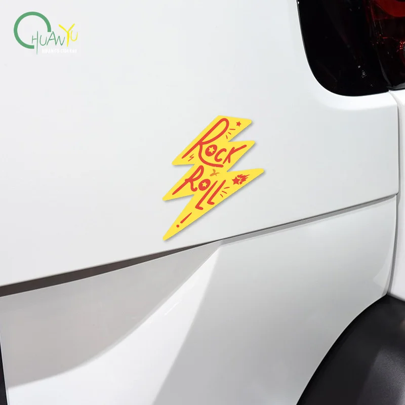 Rock Lightning Vinyl Stickers, Waterproof Bumper Decals, Cool Rock Music Style Car Decor