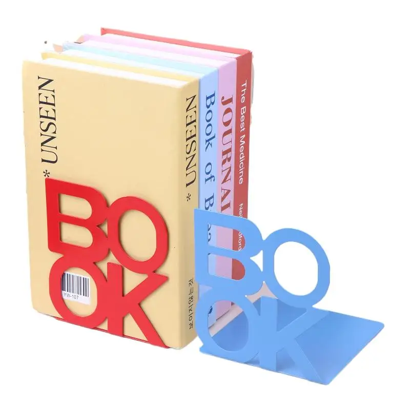 

2Pcs For Home Office And Library Non Slip Rack Shelf Holder School Stationery Accessories Metal Bookends Book Stand Support