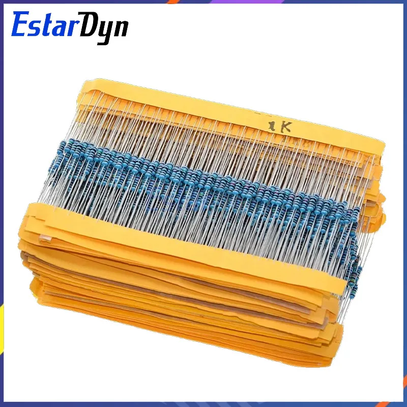 Estardyn 300/600pcs 1/4w Metal Film Resistor 30 Values Resistance Kit 10R-1M 0.25W 1% Resistors Set