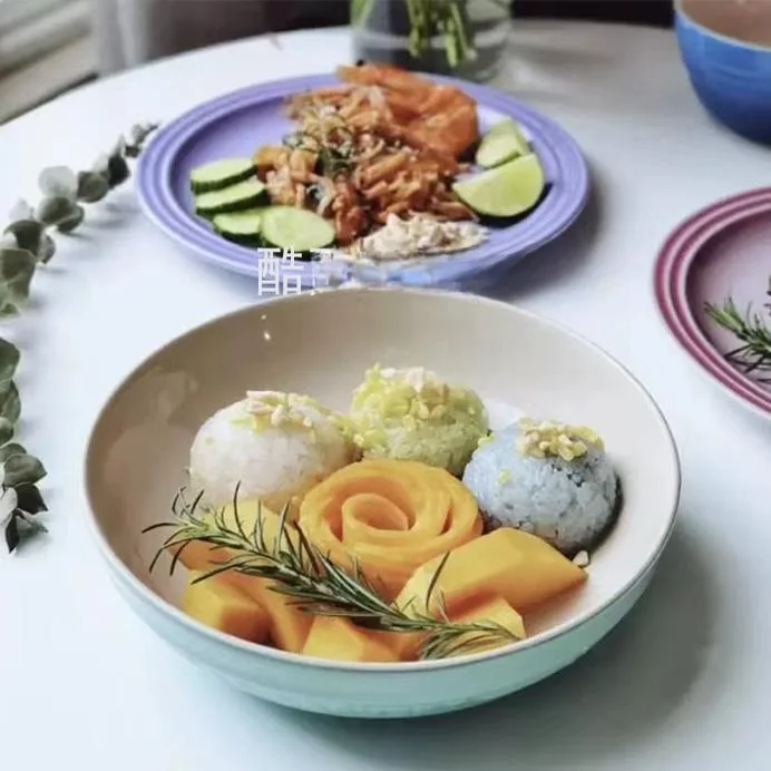 

Cool Color LE CREUSET Cerc Salad Plate Microwave Oven Se Baking Di Soup Plate Dining Utensils Pre-meal Plate