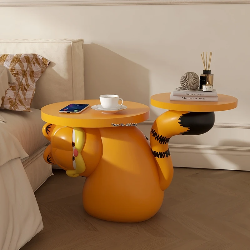 Cream Style Garfield Ornament, Removable Corner Floor Decor for Coffee Table, Living Room Sofa & Bedside