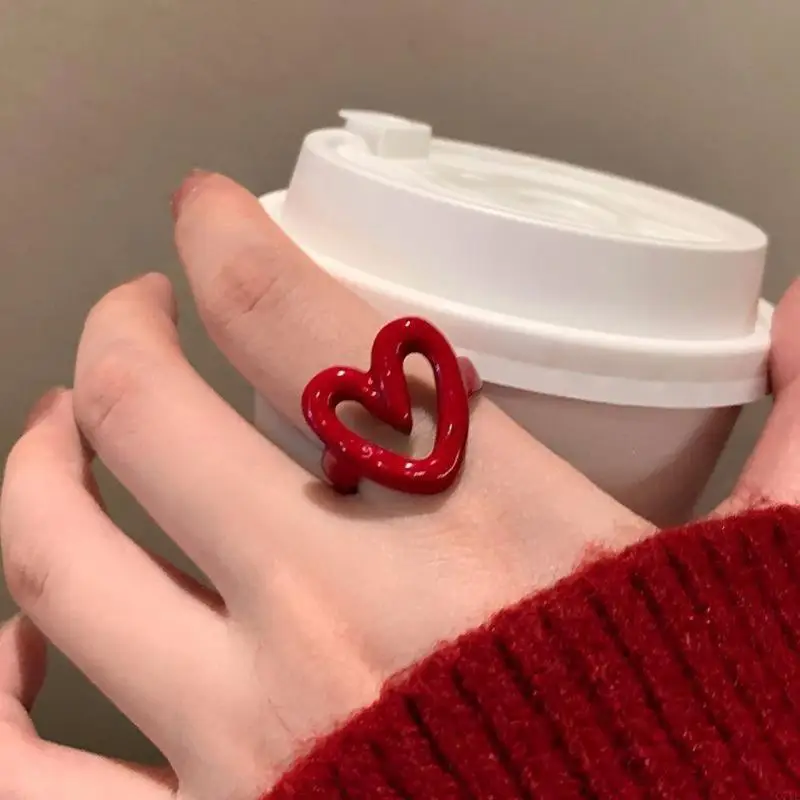  Vintage Geometric Irregular Hollow Heart Rings for Couples Fashion Jewelry Accessory