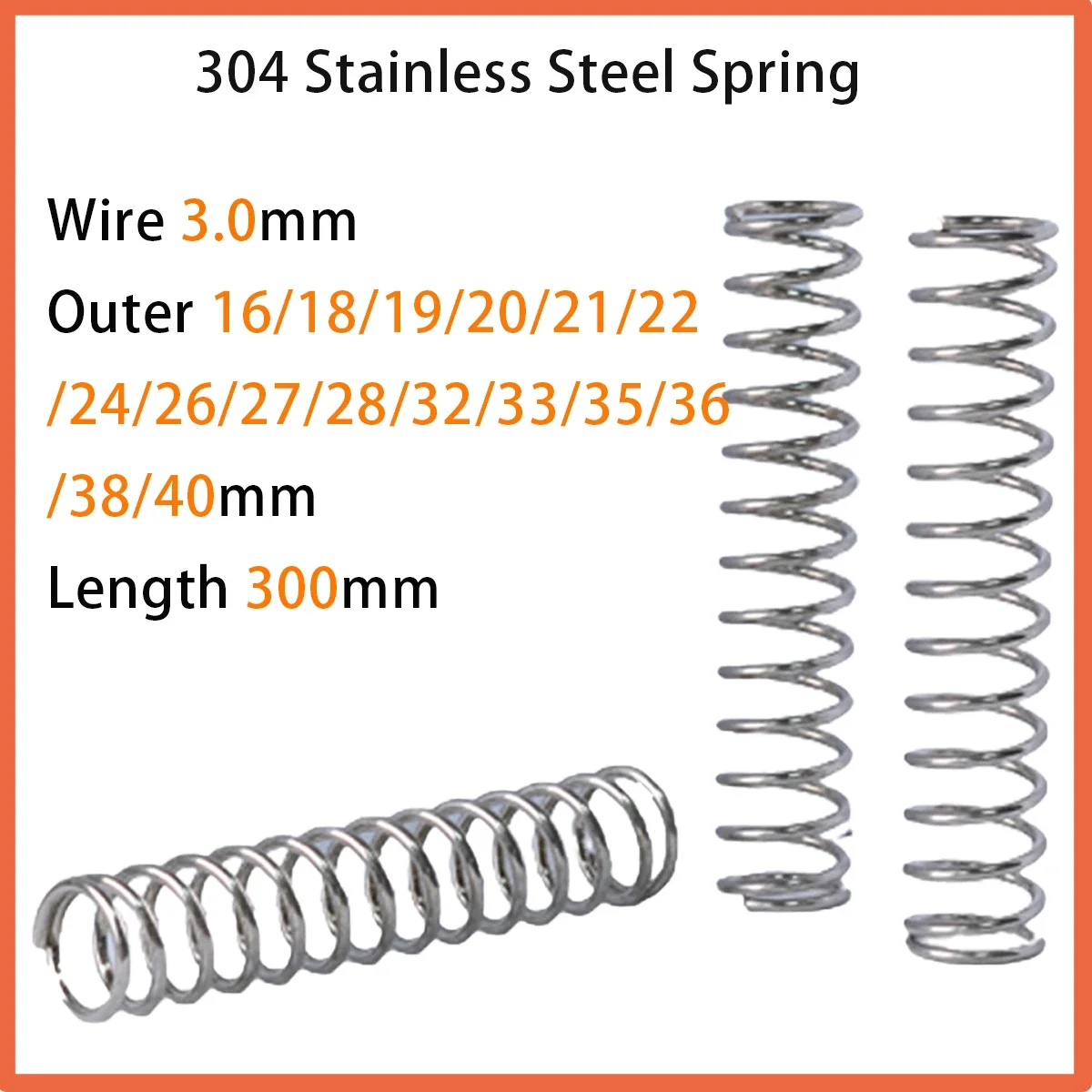 

Strong Compressed Spring Steel Springs Wire High Elasticity Miniature Spring 3.0mm Length 300mm Outer 16-40mm