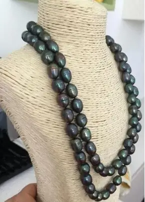 10-11mm Tahitian peacock green baroque pearl necklace 50