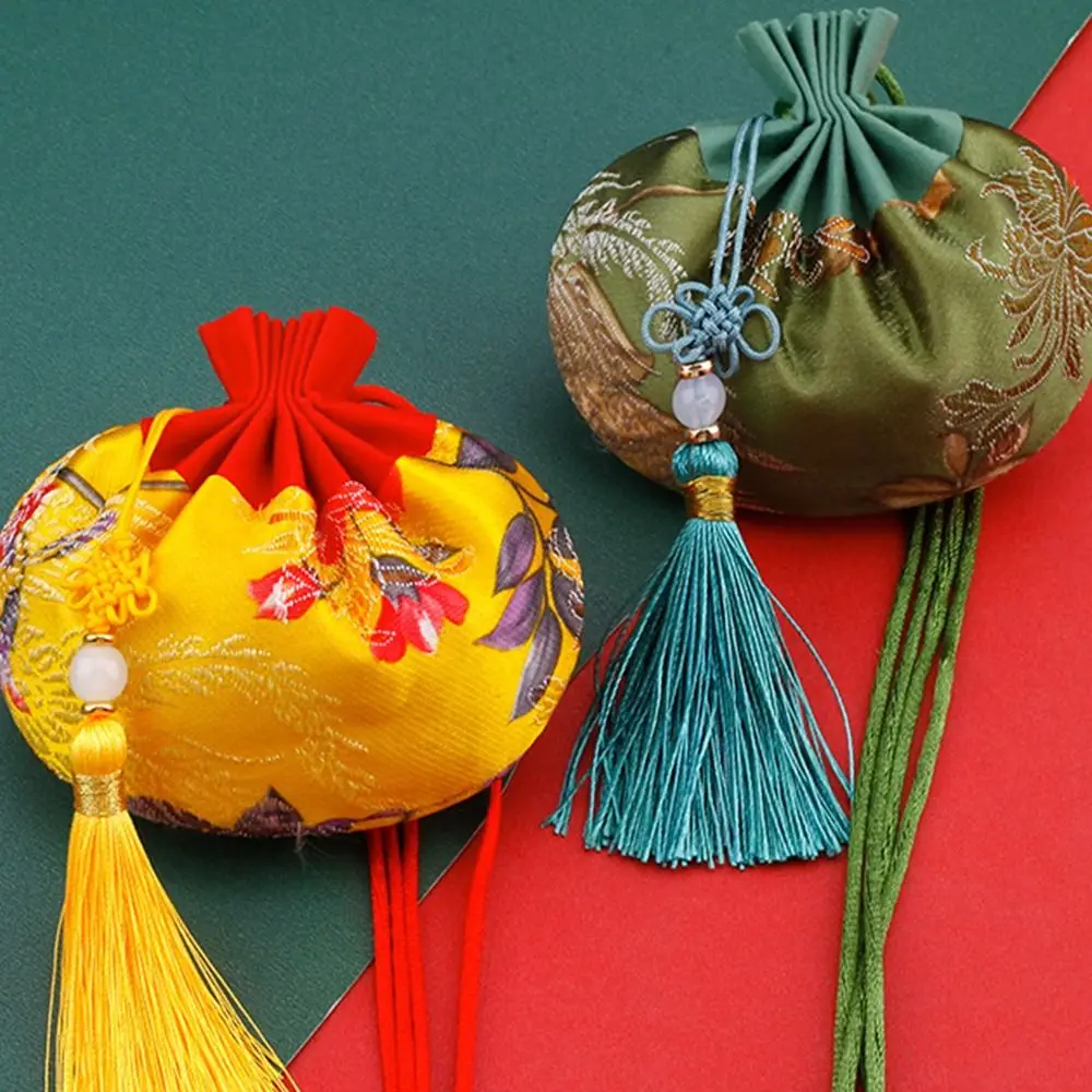 Bolsita con patrón de flores para Festival, bolso de joyería de estilo étnico, monedero pequeño, bolso de bendición