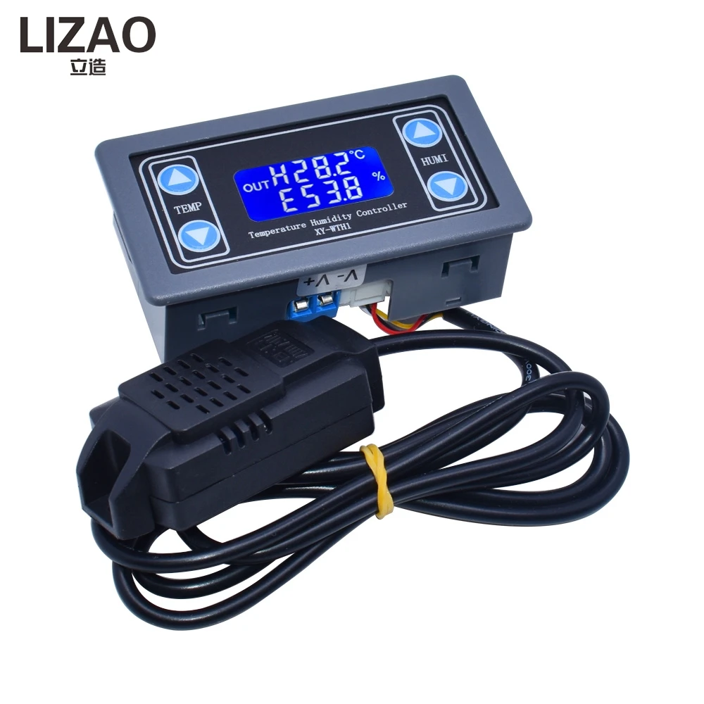 LIZAO 10A Digital Temperature Humidity Controller DC 6V-30V LCD Display Thermal Regulator with SHT20 Sensor Thermostat Meter