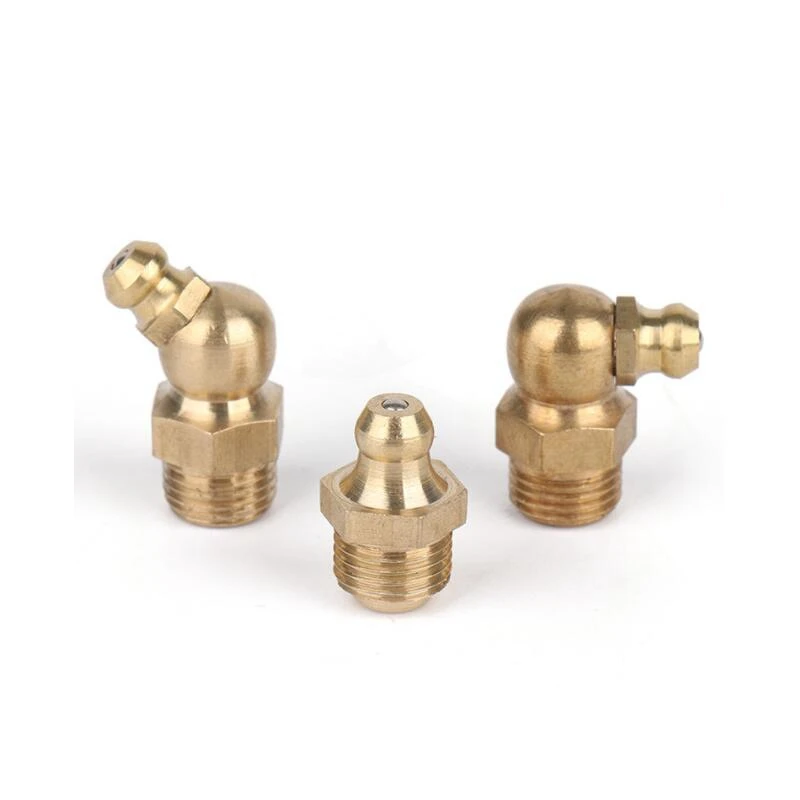 Brass Grease Nipple Metric Imperial Male Thread Straight Elbow Type Oil Zerk Fitting for Grease Gun