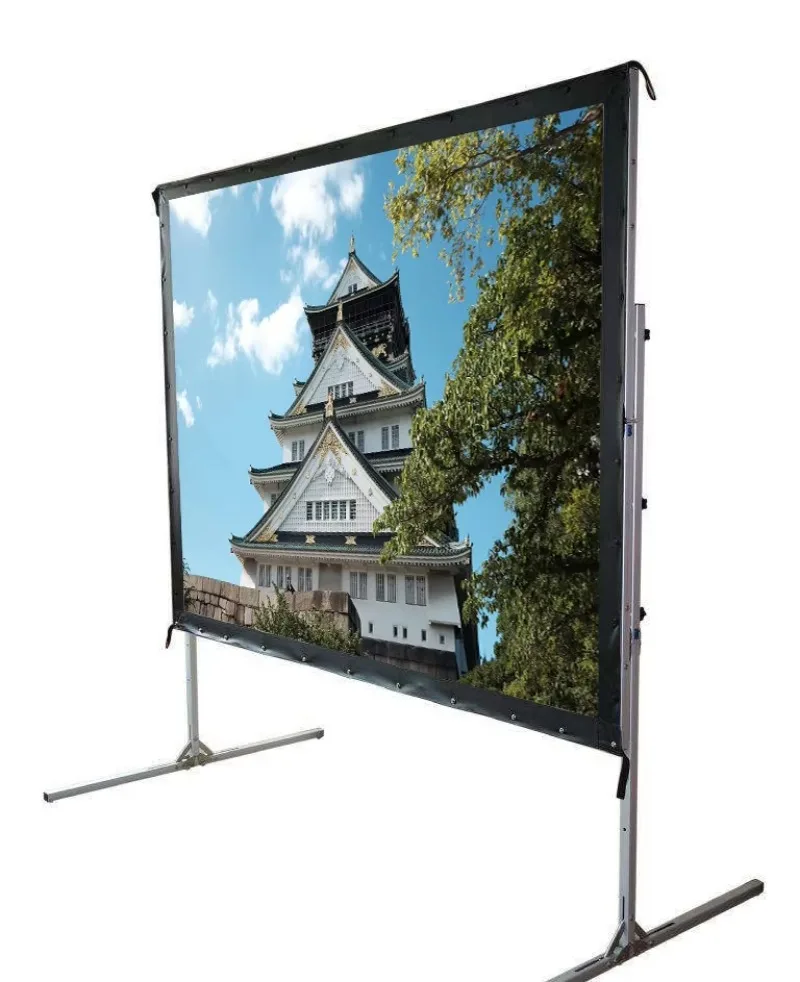 150 Inch Soft White Quick Fold Projection Screen Portable Aluminum Frame 4K HD 16:9 Easy Install for Outdoor Movie