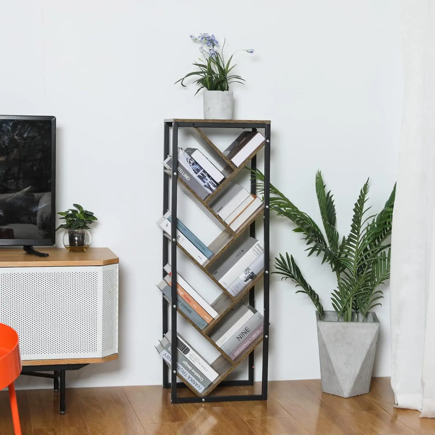 tree shaped nine story storage bookshelf can store books, magazines, photo albums, and display bookshelves