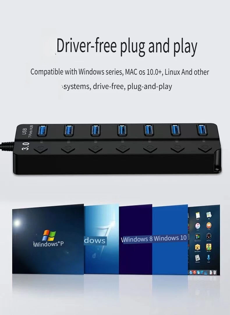 محور USB3.0، محطة إرساء usbhub، كمبيوتر محمول مكتبي مدمج، مقسم متعدد الواجهات بسبعة منافذ #6