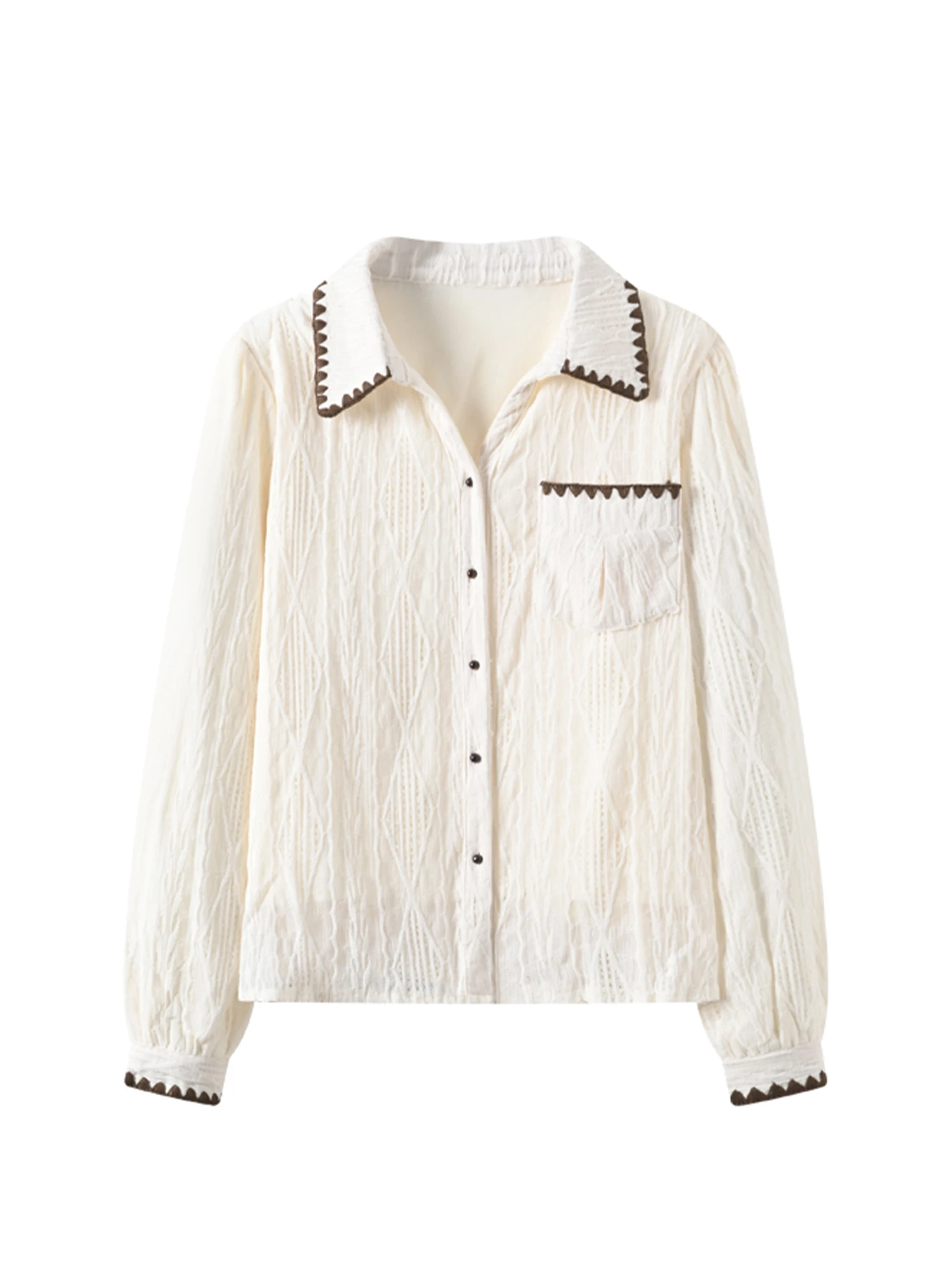 

Women's Apricot Polo-Neck Shirts Blouses Y2k Vintage 2000s Aesthetic Elegant Long Sleeve Oversize Shirt Fashion Clothes Spring