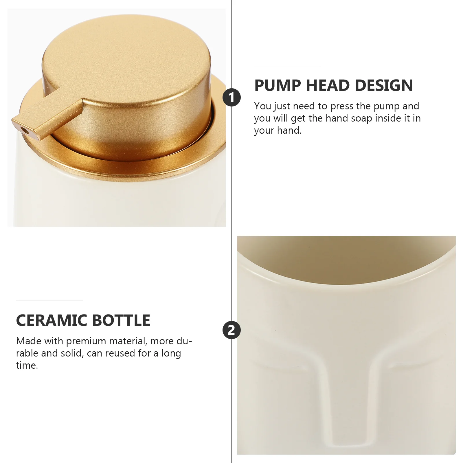 

Push Type Shampoo Dispenser Empty Refillable Ceramic Bottle Bathroom Supply Portable Travel Ceramic Soap Dispenser