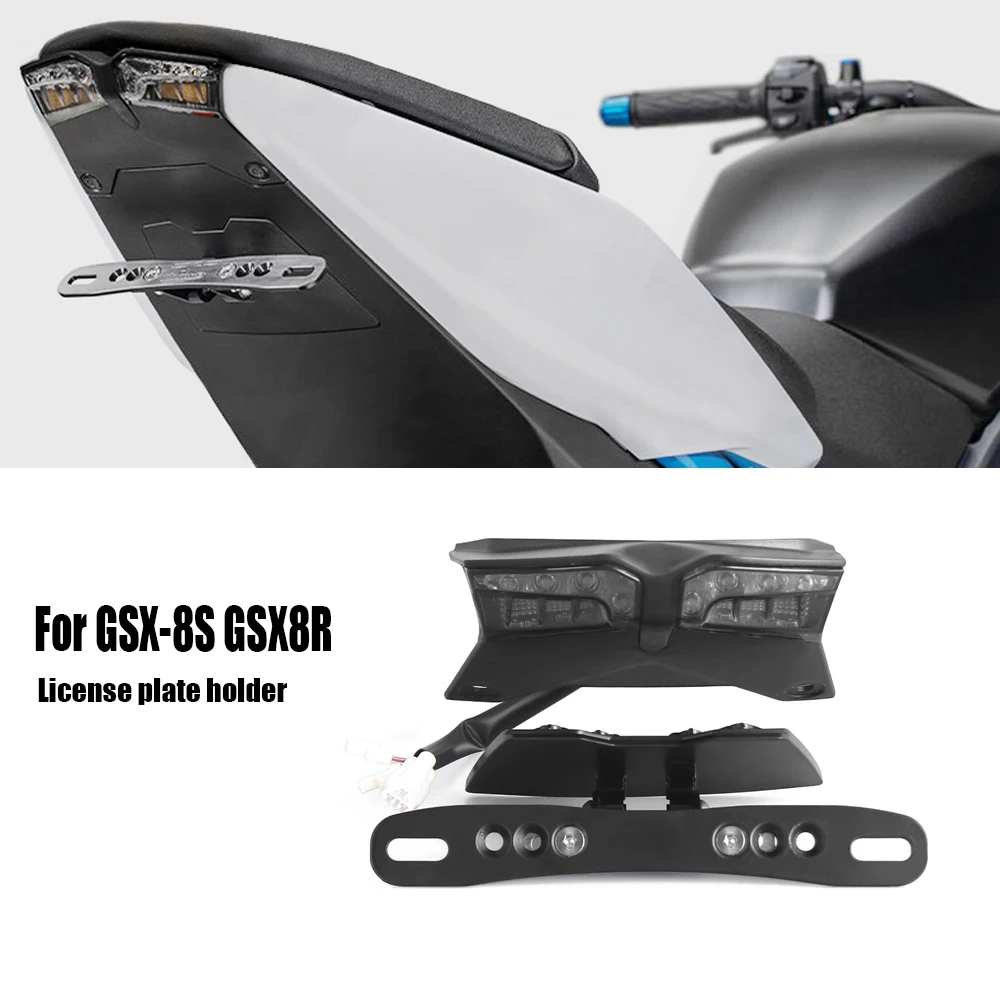 For Suzuki GSX-8S GSX8S GSX-8R 2023 2024 2025 New Motorcycle Rear Tail Tidy License plate holder Bracket Integrated LED Light