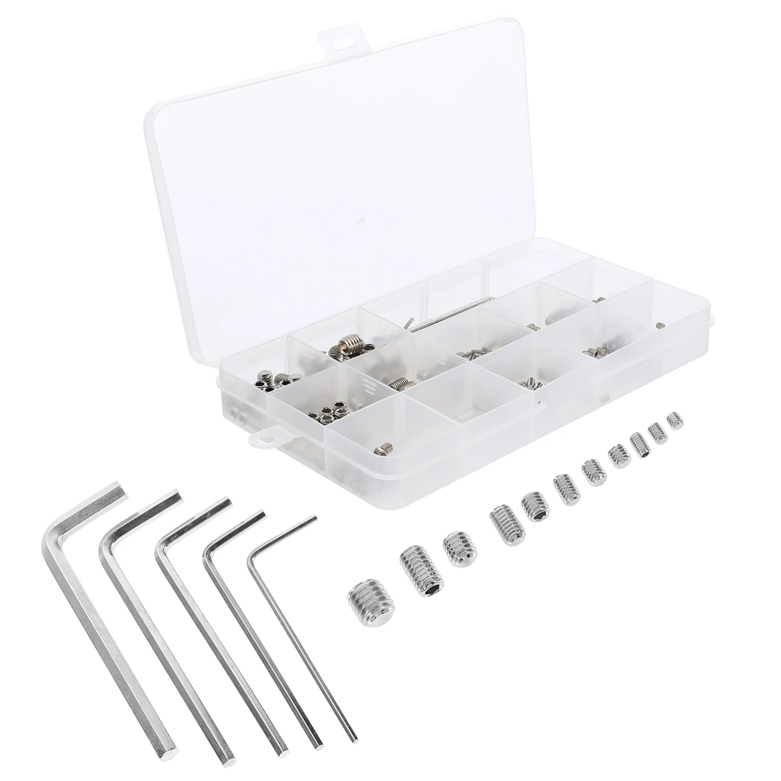 

240pcs Grub Screw Stainless Steel Allen Head Socket Kit Wrench Boxed Countersunk Bolts Parts Hardware Fasteners