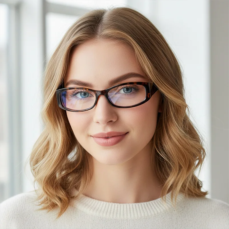 ヴィンテージ長方形老眼鏡女性ファッションワイドレッグ黒処方眼鏡女性近視抗青色光眼鏡
