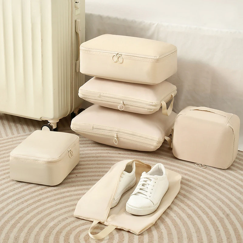 6 قطعة أكياس تخزين السفر الملابس المحمولة مكعبات التعبئة المضغوطة حقيبة حقيبة تخزين الملابس المصنفة حقيبة الأمتعة خفيفة الوزن #2