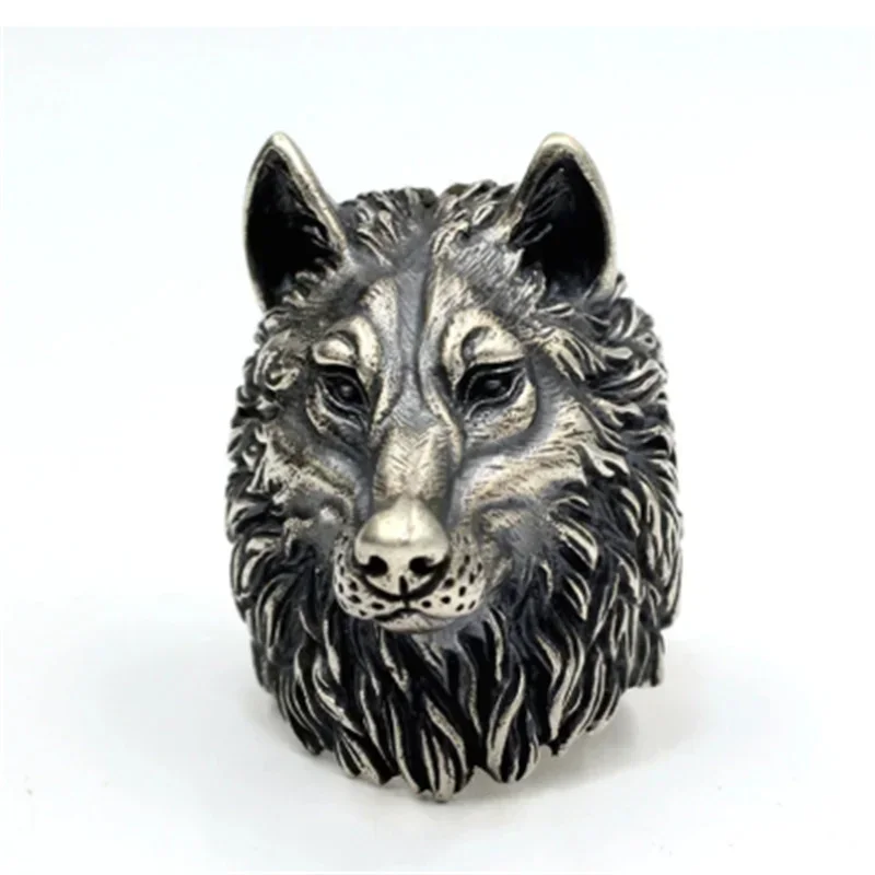 Vintage Nordic Wolf Head Ring Men Stainless Steel Punk Rock Biker Rings Male Viking Amulet Jewelry