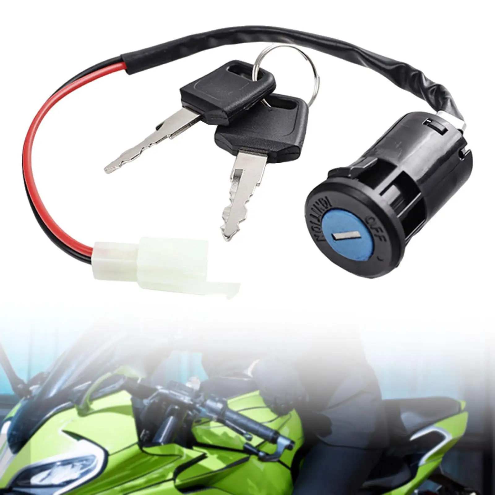 Ignition Starter Key Switch 2 Wire Durable Metal PP Material Universal Switch for Moped Mini Bike Scooter ATV