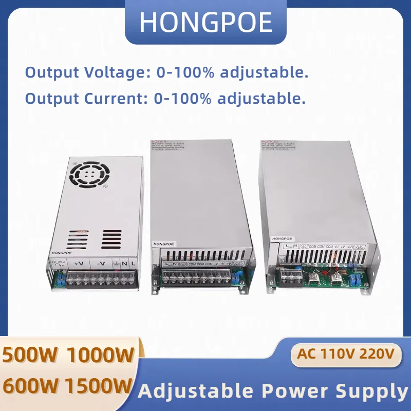 Adjustable 1500W 1000W 500W 600W Switching Power Supply 0-12V 13.5V 15V 24V 27V 30V 36V 48V 60V 72V 85V 90V 100V 110V 150V 200V