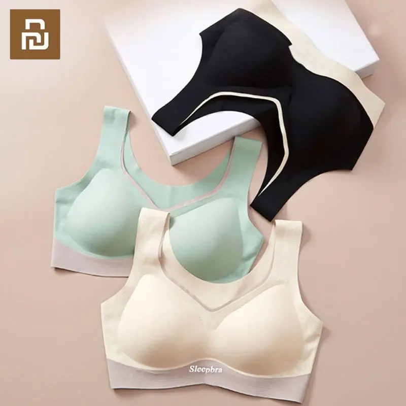 Youpin Seamless Fitness Candy Color Women Underwear Gathers Shock-Proof Thin Pad Sexy Push Up Bra Soft Bralette Lingerie