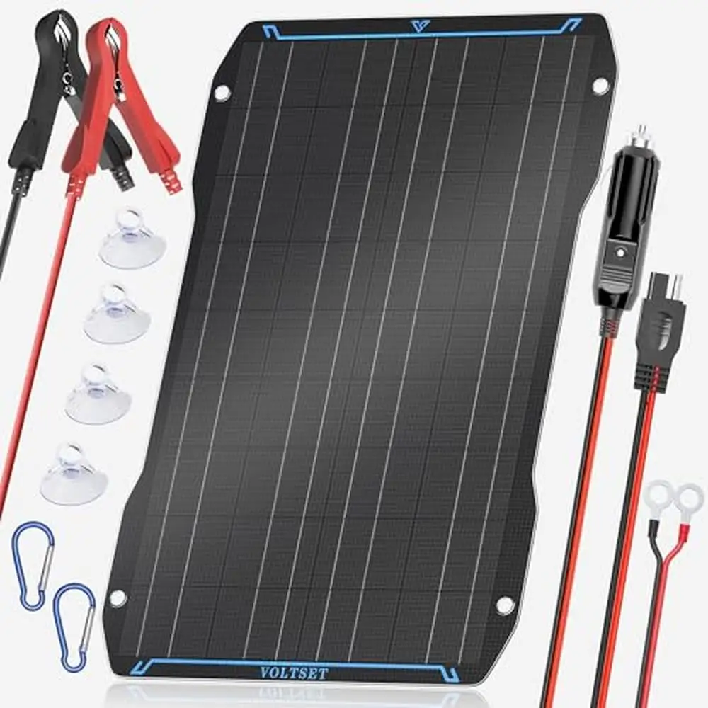 12V Solar Battery Charger Maintainer Waterproof Trickle Charger Flexible Panel with Controller Boat RV Portable Lightweight