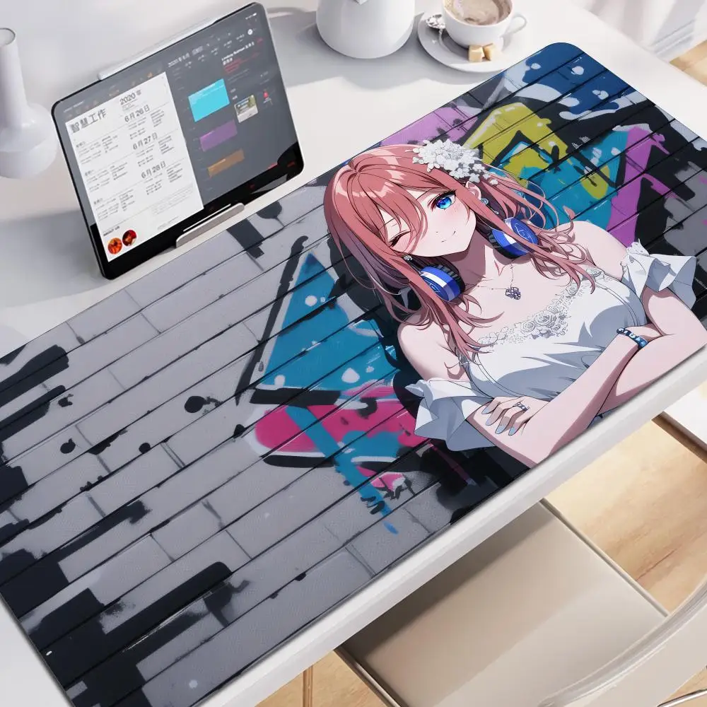 

Miku Nakano Anime Mouse Pad Non-slip Locking Edge DeskMat PC Laptop Accessories Rubber Office Keyboard Large Game XXL carpet