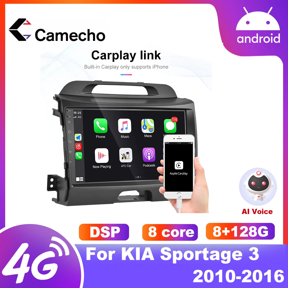 

Camecho 9" 2din Car Radio For KIA Sportage 3 2010-2016 Head Unit Multimidia Video Player NaviGPS Android 10.0 Multimedia Video