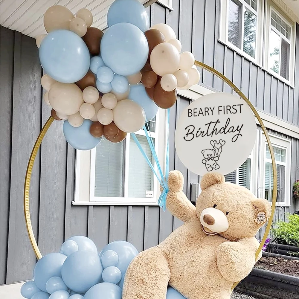Beary First Birthday Sticker Teddy Bear Wall Arch Backdrop Decoration Decal Baby 1st Birthday Baby Shower Party Decor Photo Prop