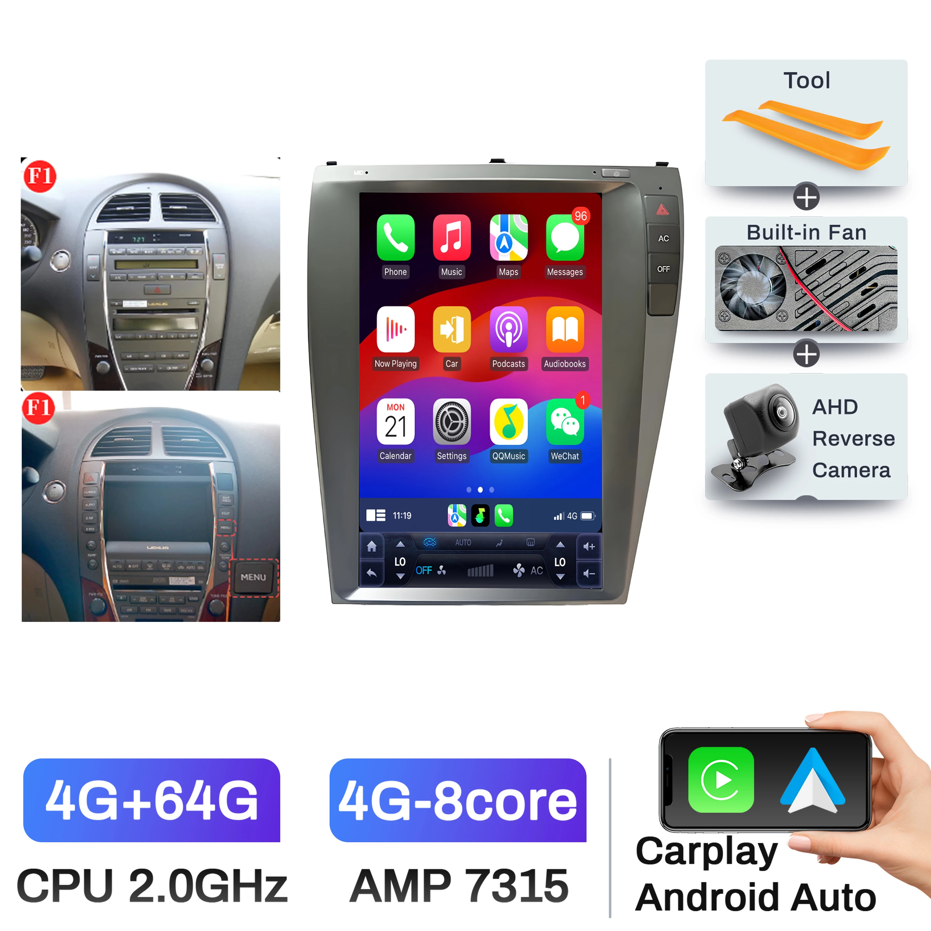 

Hot Sales12.8“ Car Radio For ES240 /300 /330 /350 2006-2012 Head Unit Wireless Bluetooth CarPlay Touch Screen Stereo