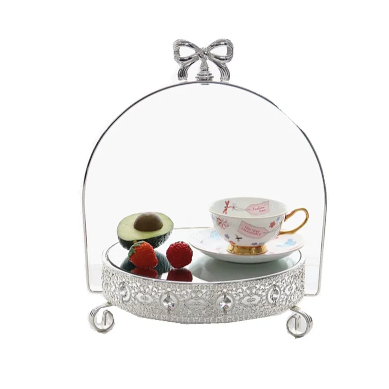 Aromatherapy Cosmetics Tray Decoration Wedding Dessert Table Mirror Display Stand Afternoon Tea Pastry Tray Candle Storage Holde