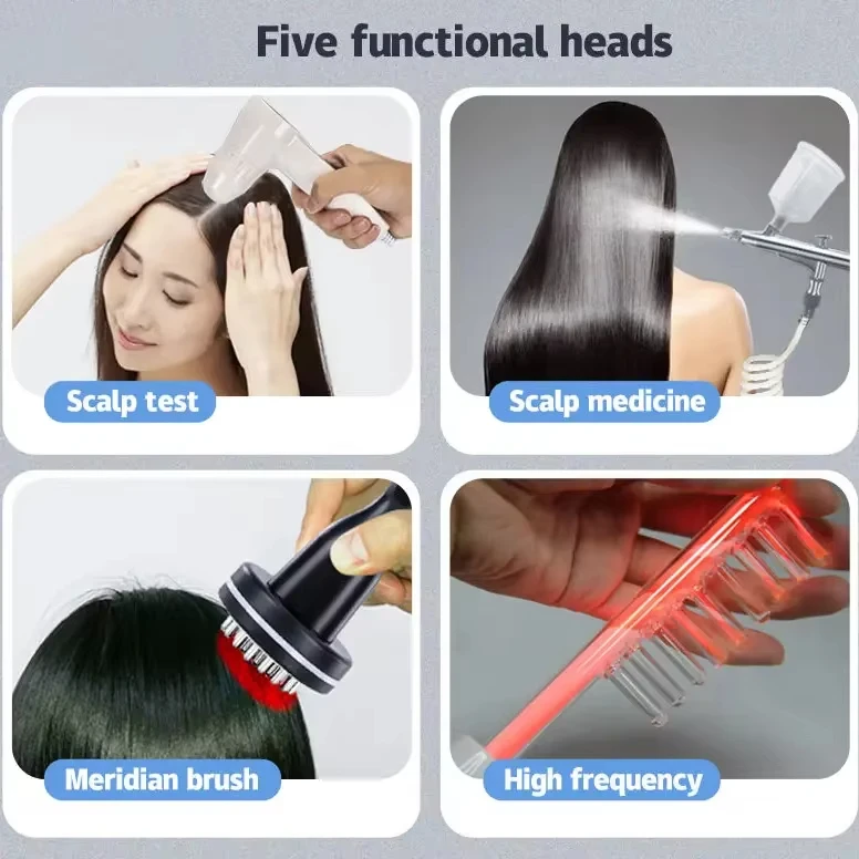 Professional 5 in1 Hair Growth & Regrowth System with Electric Scalp Massage for Salon-Grade Hair Follicle Analysis