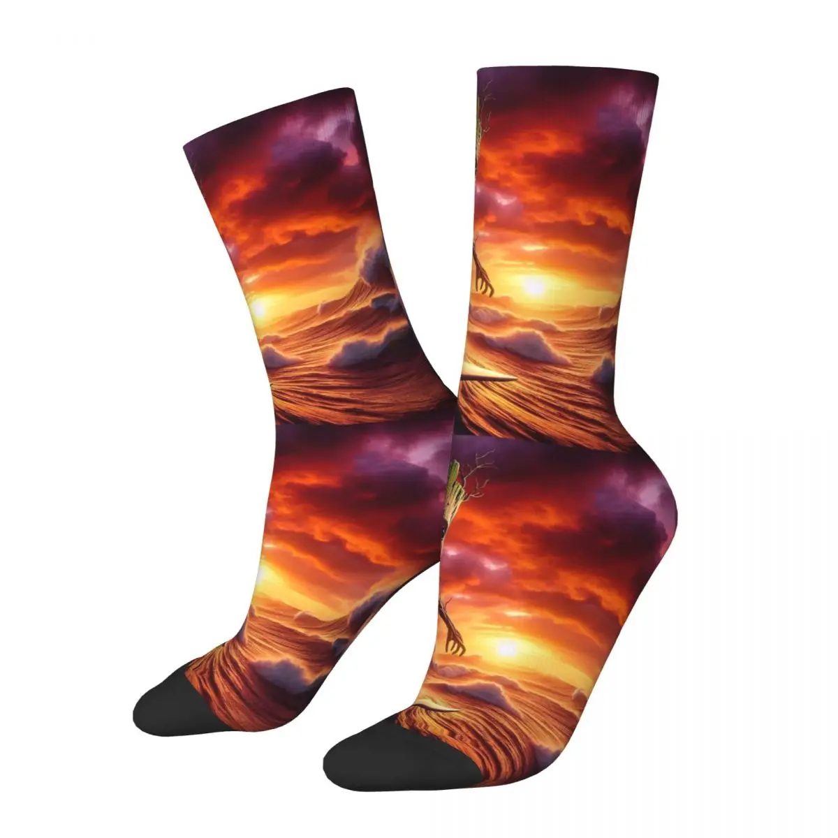 Groot Sunset Socks Harajuku Super Soft Stockings All Season Long Socks Accessories for Unisex Birthday Present