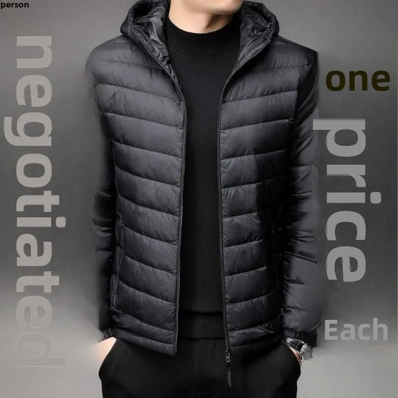 

Tagpresa Men's ort Легкий пуховый хлопок Jaet Осенне-зимнее пальто с капюшоном Youth Faion Slim Fit Basic Sle Pure Color